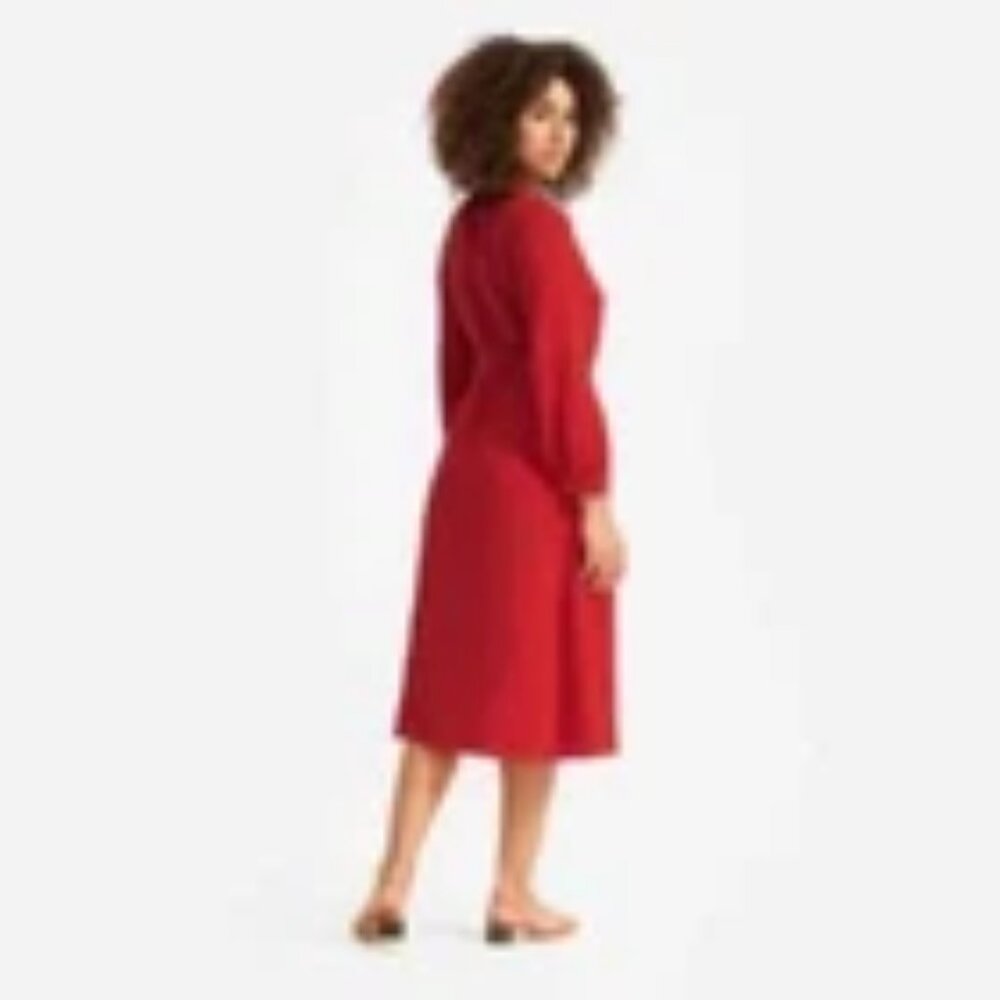 NWOT * Everlane * Cupro Midi Dress Long Sleeve Casual Business * Red * Sz 8 - Picture 6 of 8